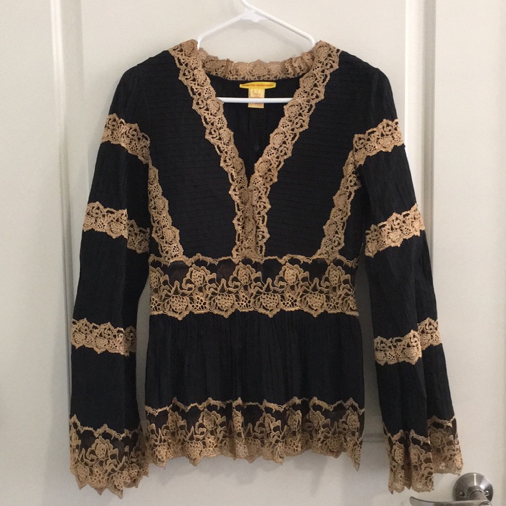 Catherine Malandrino black and gold top
